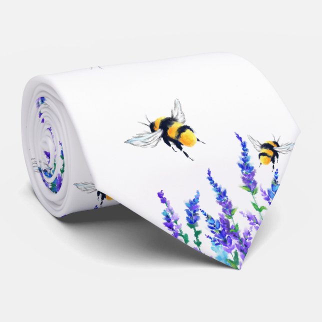 Spring Flowers and Bees Neck Tie (Rolled)