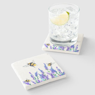 Spring Flowers and Bees Stone Coaster