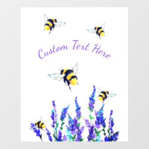 Spring Flowers and Bees Wall Decal and Custom Text