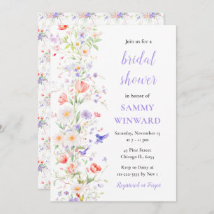 Spring Flowers and Birds Bridal Shower Invitation