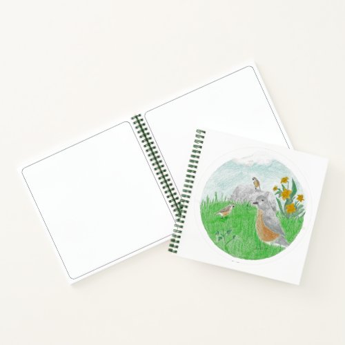 Spring Flowers and Birds Notebook