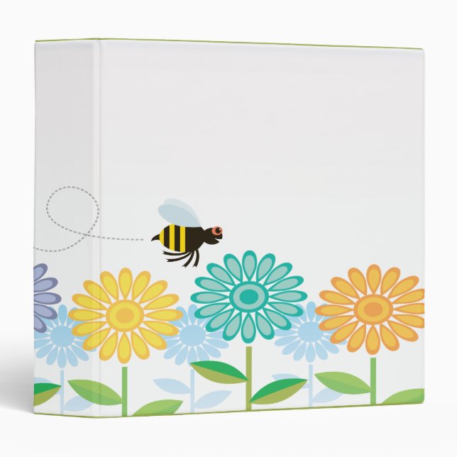 spring flowers and bumble bee 3 ring binder (Front/Spine)