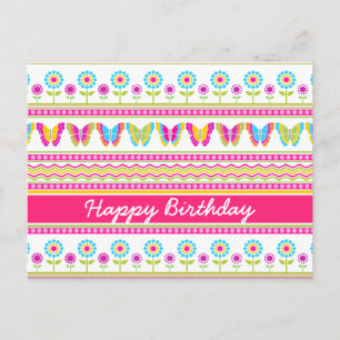 Spring flowers and butterflies Birthday Postcard