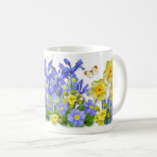 Spring Flowers and Butterflies Two_Tone Coffee Mug