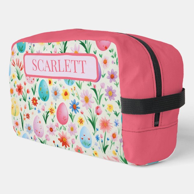 Spring Flowers and Easter Eggs Personalized Dopp Kit (Left Corner)