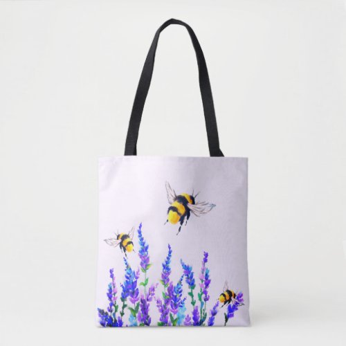 Spring Flowers and Flying Bees Tote Bag