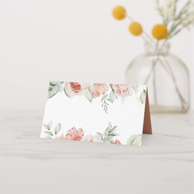 Spring Flowers and Greenery Custom Place Card (Front)