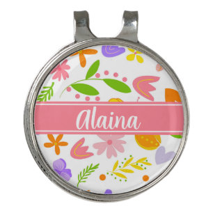 Spring Flowers and Hearts Ladies Golf Hat Clip