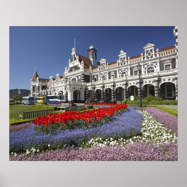 Spring Flowers and Historic Railway Station, Poster (Front)
