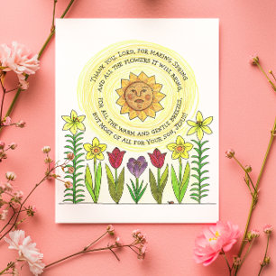 Spring Flowers and Jesus Inspirational Postcard