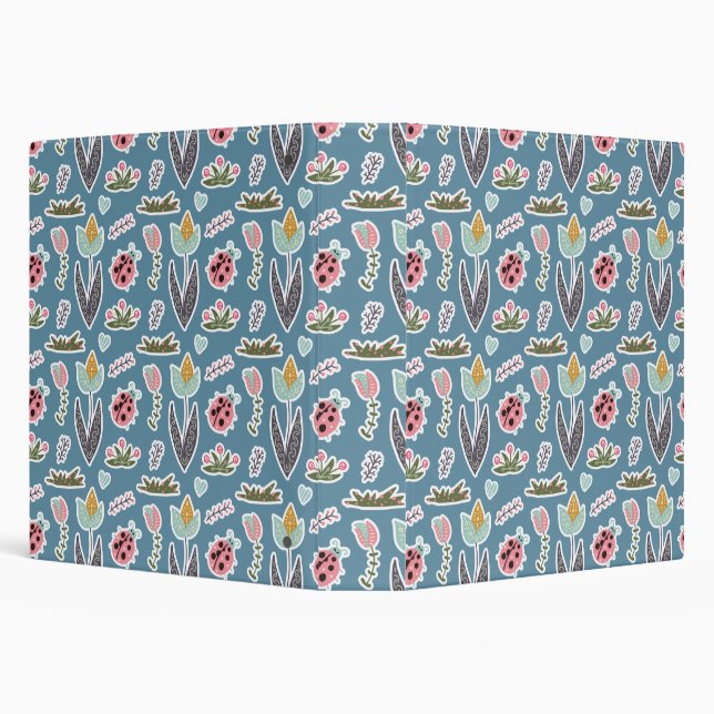 Spring Flowers and Ladybug Pattern 3 Ring Binder (Background)