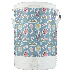 Spring Flowers and Ladybug Pattern Beverage Cooler