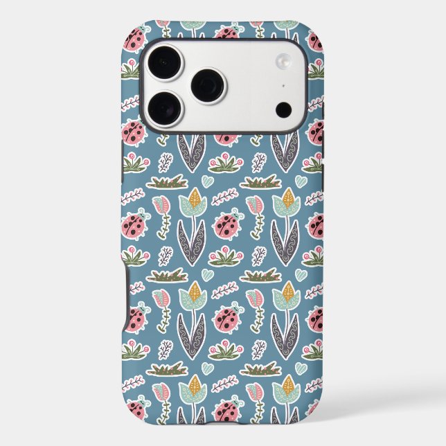 Spring Flowers and Ladybug Pattern Iphone Case (Back)