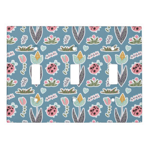 Spring Flowers and Ladybug Pattern Light Switch Cover