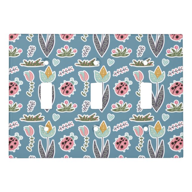 Spring Flowers and Ladybug Pattern Light Switch Cover (Front)