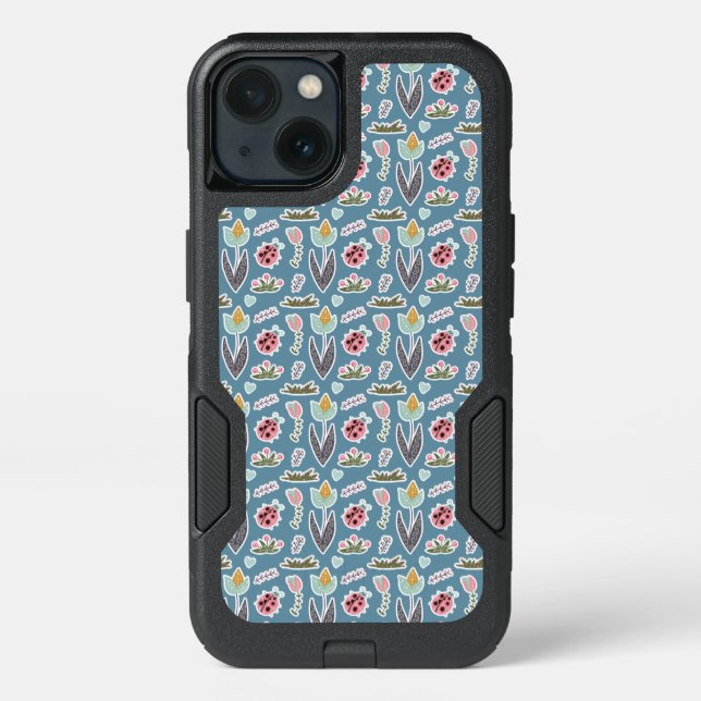 Spring Flowers and Ladybug Pattern Otterbox iPhone Case (Back)