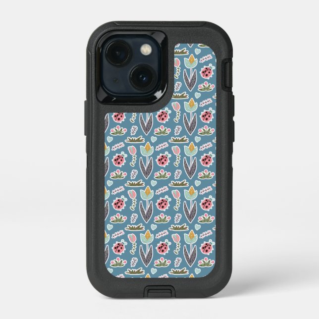 Spring Flowers and Ladybug Pattern Otterbox iPhone Case (Back)