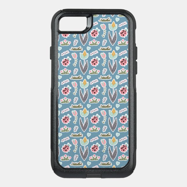 Spring Flowers and Ladybug Pattern Otterbox iPhone Case (Back)