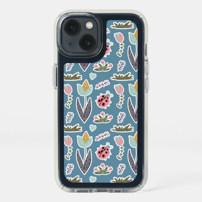 Spring Flowers and Ladybug Pattern Speck iPhone 13 Case (Front)
