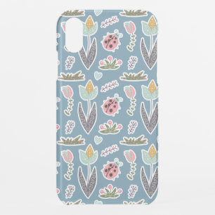 Spring Flowers and Ladybug Pattern iPhone XR Case