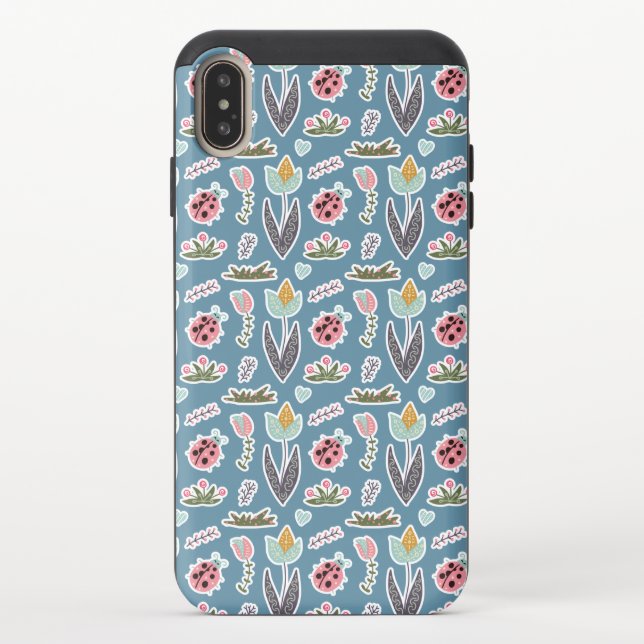 Spring Flowers and Ladybug Pattern Uncommon iPhone Case (Back)