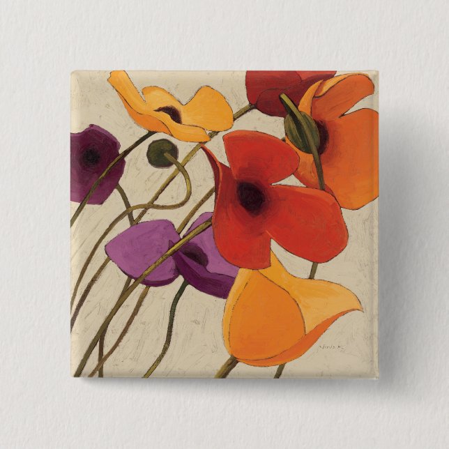 Spring Flowers and Stems Button (Front)