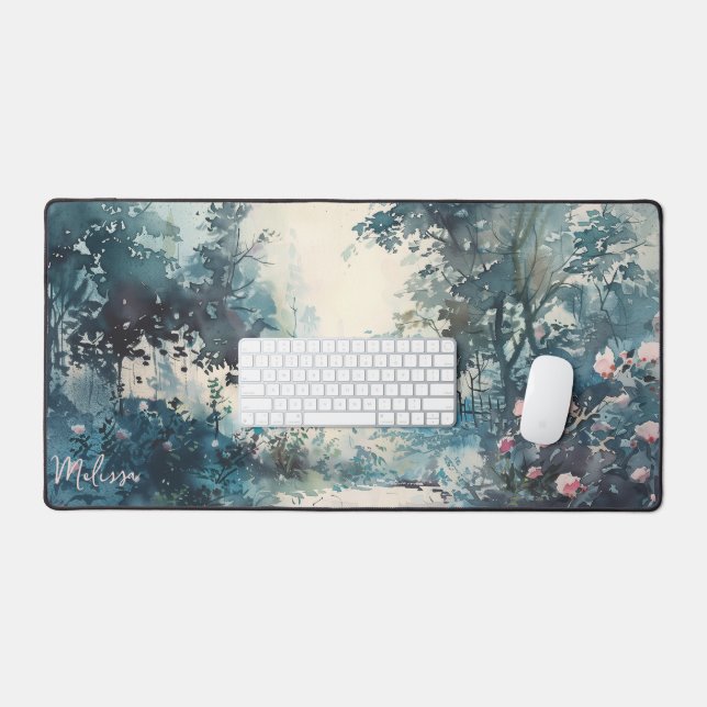 Spring Flowers and the Forest Desk Mat (Keyboard & Mouse)