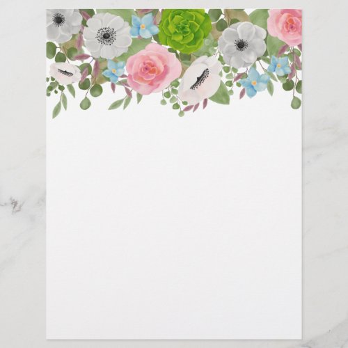 Spring Flowers Anemones Roses Wedding Letterhead