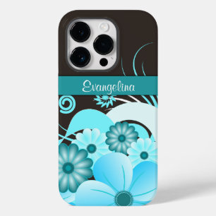 Spring Flowers Aqua Blue Hibiscus Floral Case-Mate iPhone 14 Pro Case