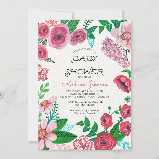 Spring Flowers | Baby Shower | Invitation