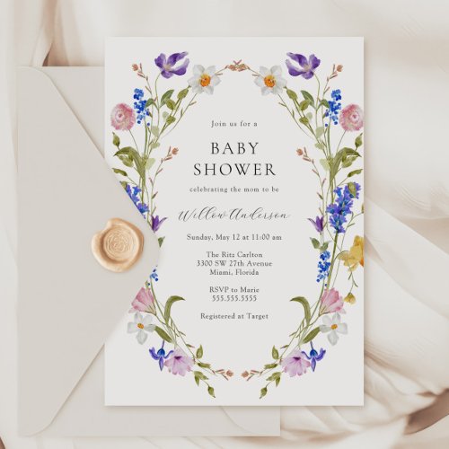 Spring Flowers Baby Shower Invitation