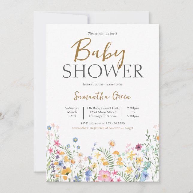 Spring Flowers Baby Shower Invitation (Front)