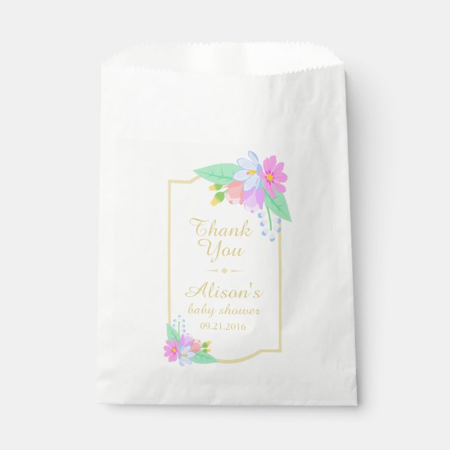 Spring Flowers Baby Shower Thank You Favor Bag (Front)