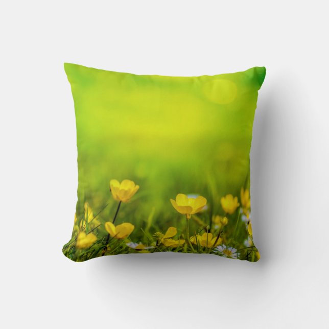 Spring Flowers Background Throw Pillow (Front)