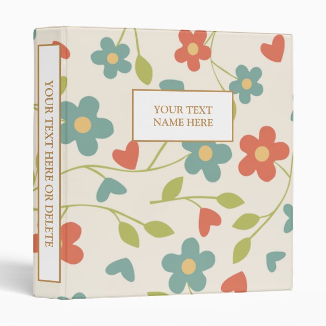 Spring Flowers Binder - Custom Text - Name (Front/Spine)
