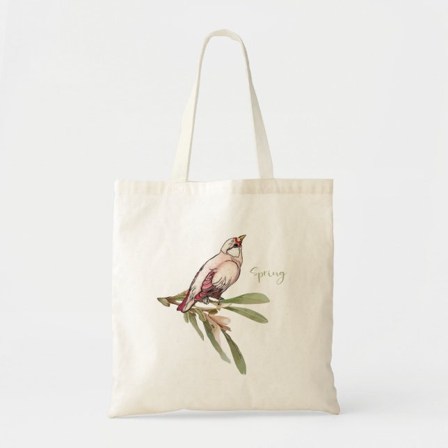 Spring flowers birds. Snowdrops. Tote Bag (Front)