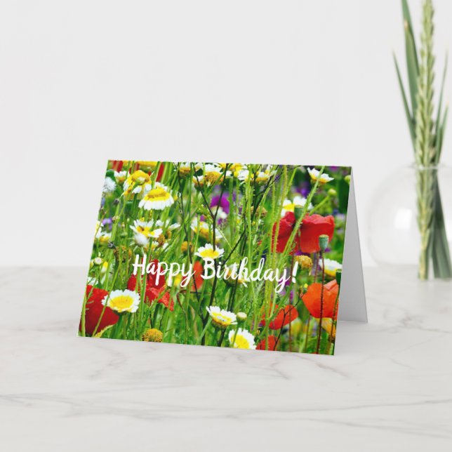Spring Flowers Birthday Greeting Card (Front)