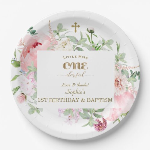 Spring Flowers Bloom First Birthday  Baptism Paper Plates