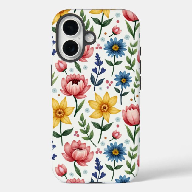 Spring Flowers Blue Pink and Yellow Case-Mate iPhone Case (Back)