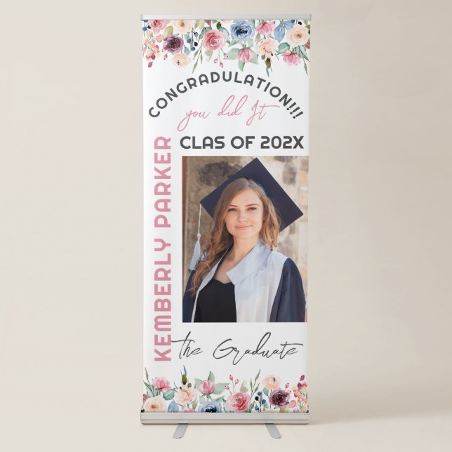 Spring Flowers Border Graduation Retractable Banner (Front)