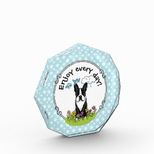 Spring Flowers Boston Terrier Dog (black) Cute Acrylic Award