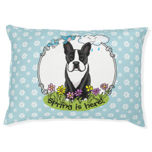 Spring Flowers Boston Terrier Dog (black) Cute Pet Bed