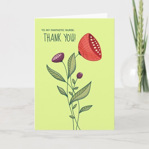 Spring Flowers Botanical Art Nurse Thank You Card