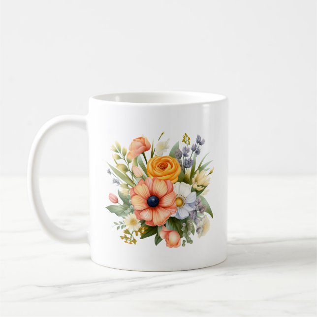 Spring Flowers Bouquet Clipart-92390 Coffee Mug (Left)