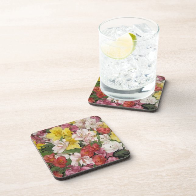 Spring Flowers Bouquet Floral Design Coasters (Right Side)