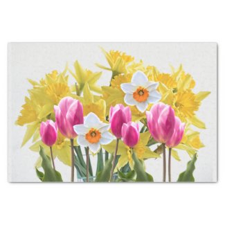 Spring Flowers / Bouquet of Daffodils, Pink Tulips