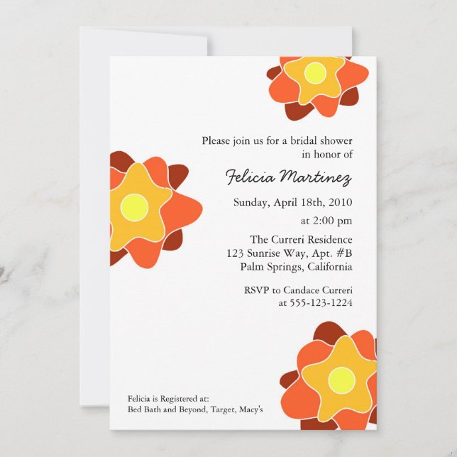 Spring Flowers Bridal Shower Invitations (Front)