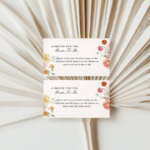Spring Flowers Bridal Shower Recipe Enclosure Card