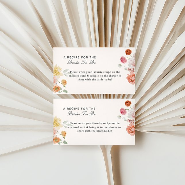 Spring Flowers Bridal Shower Recipe Enclosure Card (Creator Uploaded)