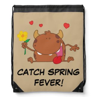 Spring Flowers Brown Monster Cinch Bag